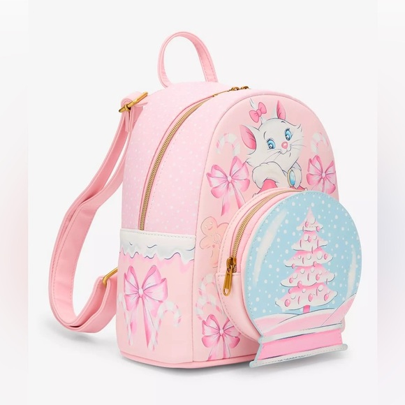 Loungefly Disney Marie Aristocats Pink Christmas Mini Backpack NWT